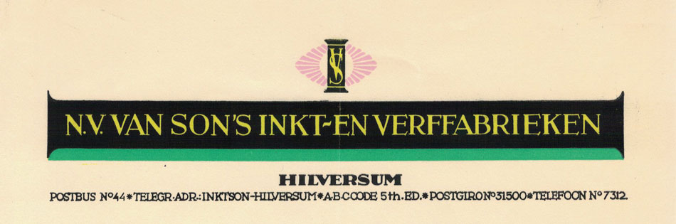 van son's inkt- en verffabrieken, Hilversum, brief uit 1943