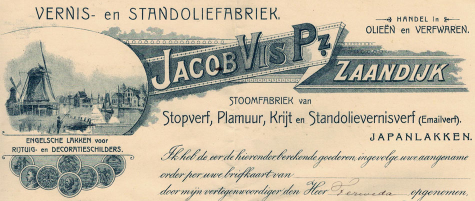 Jacob Vis Pz, Zaandijk, rekening uit 1906