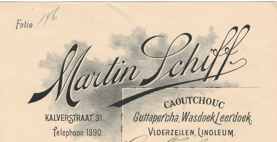 Martin Schiff, Amsterdam, nota uit 1902