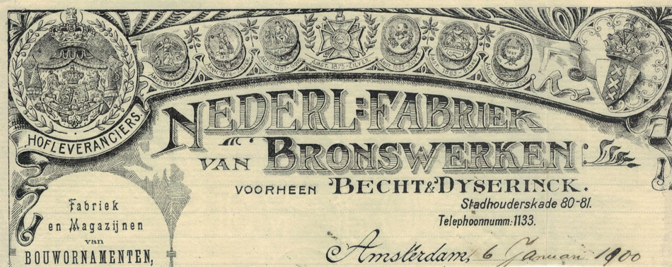 Becht & Dyserinck, rekening uit 1900