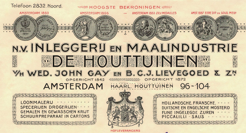 De Houttuinen, Amsterdam, rekening uit 1918
