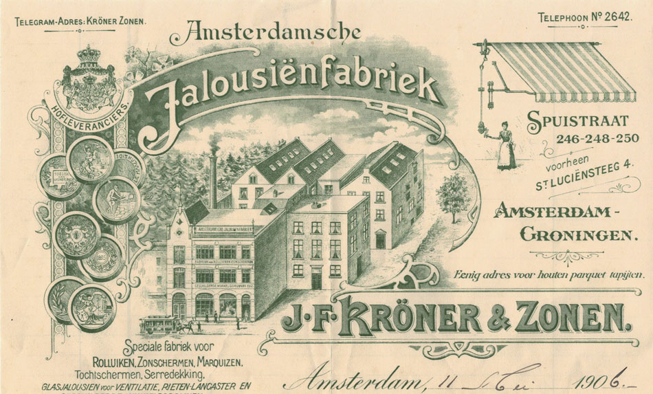 J.F. Kröner & zonen, Amsterdam, rekening uit 1906