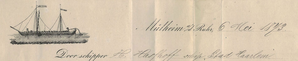 A. Bispinck, Muellheim a/d Ruhr, brief 1873