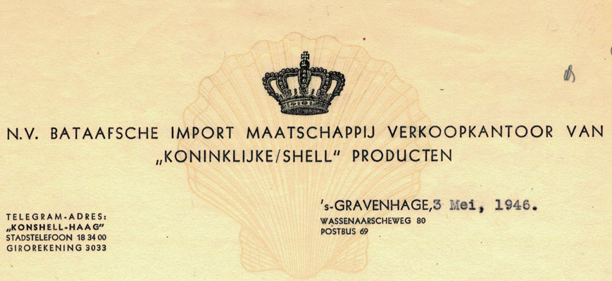 Bataafsche Import Maatschappij, brief uit 1946