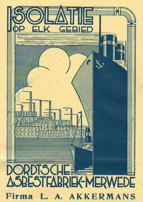 Dordsche Asbestfabriek Merwede, gravure op briefpapier van 1930