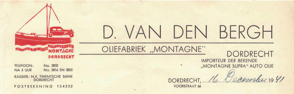 oliefabriek Montagne te Dordrecht, nota uit 1941
