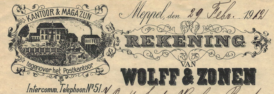 Wolff & Zonen, Meppel, nota uit 1912
