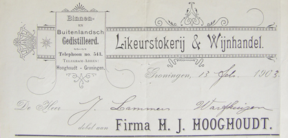 Hooghoudt rekening uit 1903 in Jugendstil-ontwerp