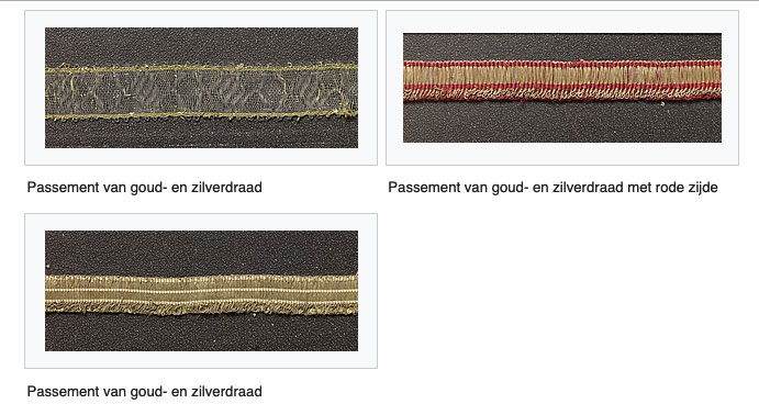 assementen met goud- en zilverdraad