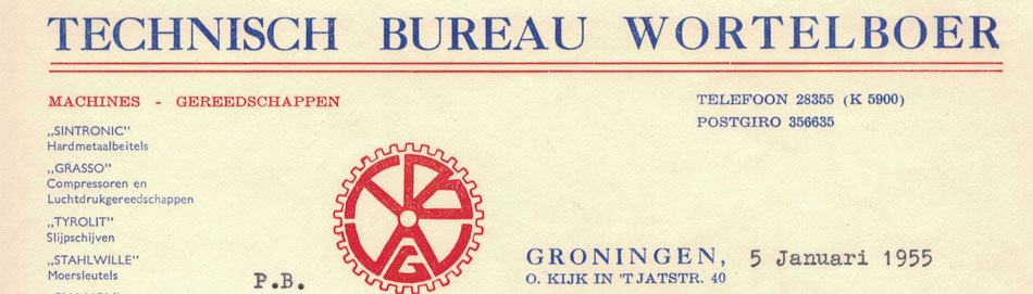 Technisch Bureau Wortelboer, Groningen, rekening uit 1955