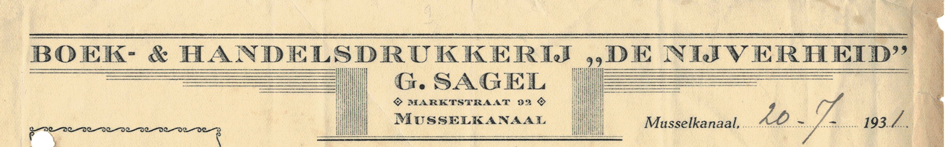 Boek- en Handelsdrukkerij "De Nijverheid" G. Sagel te Musselkanaal, 1931