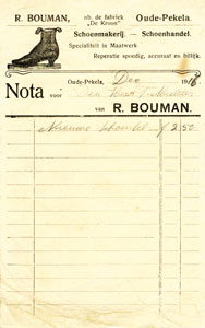 R.Bouman-Schoenmakerij te Oude Pekela, nota uit 1916