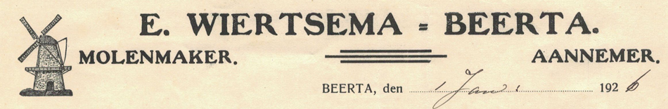 E. Wiertsema, Beerta, Molenmaker-Aannemer