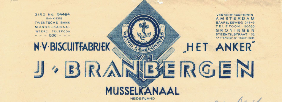 Biscuitfabriek "Het Anker", Musselkanaal, rekening uit 1936