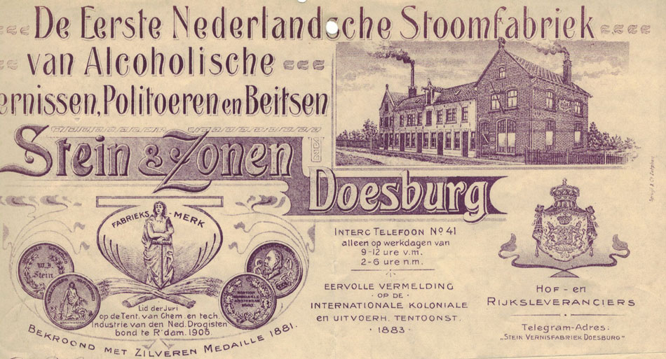 Stein & Zonen, Doesburg, rekening uit 1916