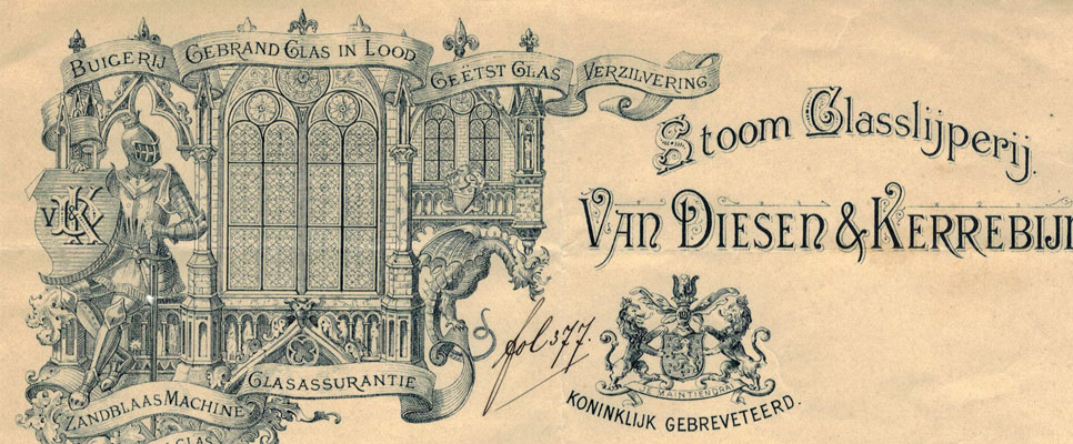 Van Diessen & Kerrebijn, Stoomglasslijperij, rekening uit 1899