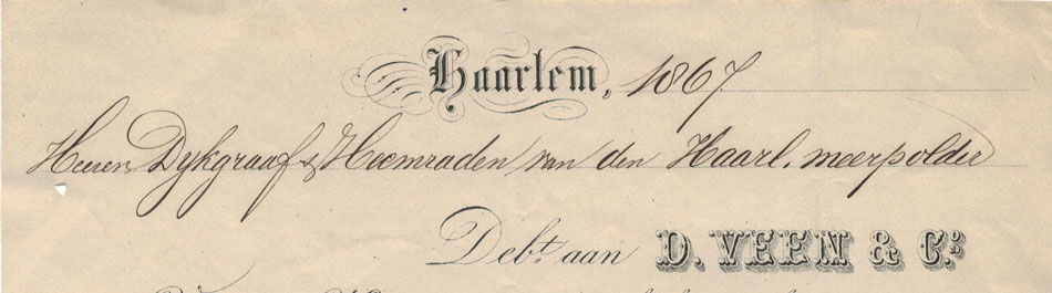 D. Veen, Haarlem, nota uit 1867 voor geleverde verfwaren