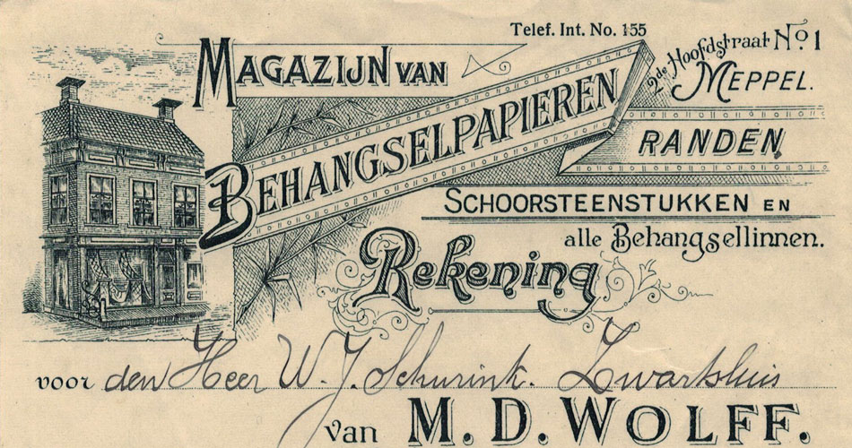 M.D.Wolff, Meppel, Behangselpapieren, nota uit 1921
