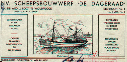 Scheepsbouwwerf De Dageraad: brief uit 1940