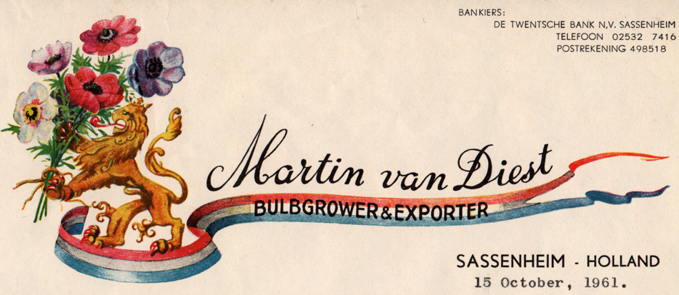 Martin van Diest Bulbgrower & Exporter, Sassenheim, Holland