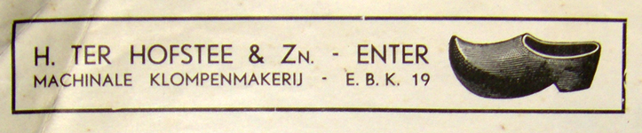 H. ter Hofstee & Zn. Machinale Klompenmakerij, rekening uiit 1939