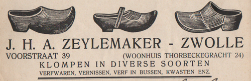 J.H.A. Zeylemaker, klompen in diverse soorten, Zwolle, 1930