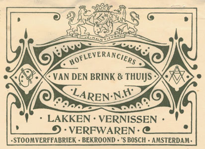 Van den Brink & Thuijs, Laren, Ontvangsbewijs in Art-Deco stijl uit 1936