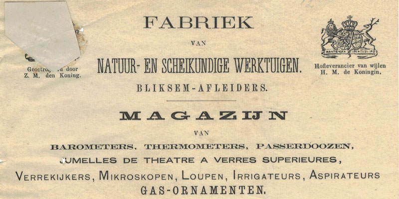 F.W. Fungkler, Natyuur- en Scheikundige Werktuigen, nota uit 1882