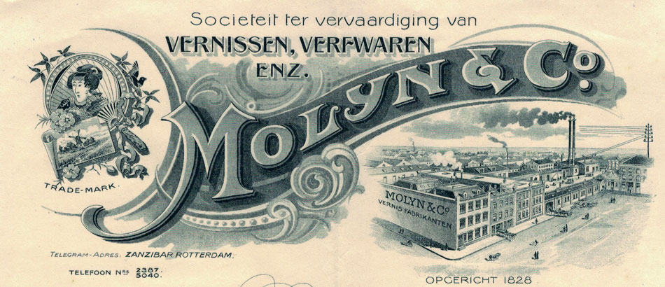 Molijn & C0., Rotterdam, briefhoofd uit 1909