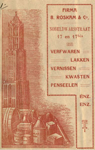 B. Roskam & Co., verwaren, Utrecht, ontvangstbewijs met gravure van de Domtoren
