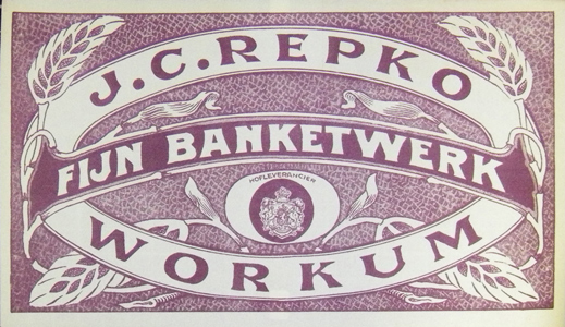 J.C. Repko, Workum, Fijn Banketwerk- reclameplaat