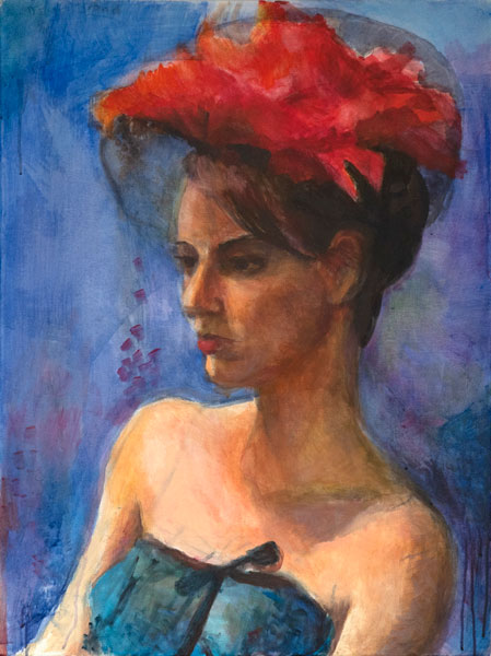 portret van een vrouw met hoed - Catharina Nieuwenhout