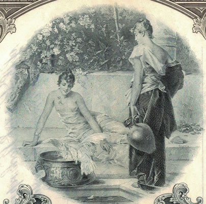 Aphrodite bathing on Coty share certificate
