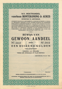 Houthandel voorheen Bontekoning & Aukes, aandeel uit 1943