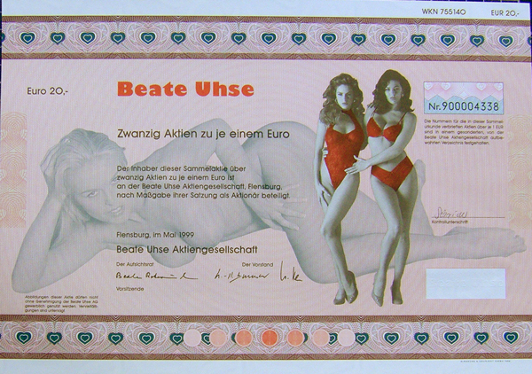 Beate Uhse, certificate of 20 shares