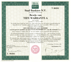 Staal Bankiers, Warrant uit 1986