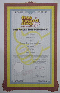 Free Record Shop SPECIMEN certificaten van aandelen
