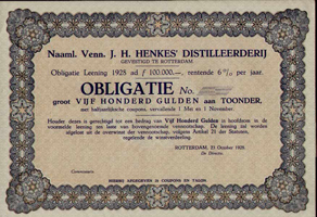 Henkes  Distilleerderij, aandeel uit 1928
