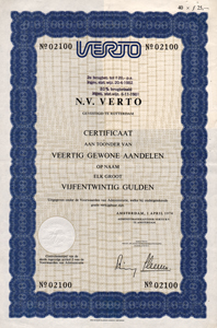 VERTO certificaat 1974