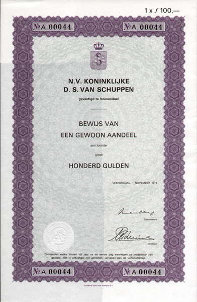 D.S. van Schuppen aandeel 1973