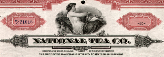 national Tea Co. share certificate engraving