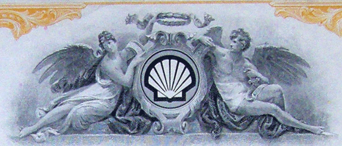 shell Oil gravure zittende goden