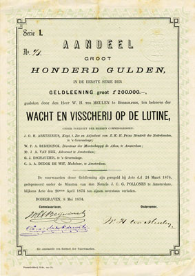 Wacht en visscherij op de Lutine, aandeel uit 1874